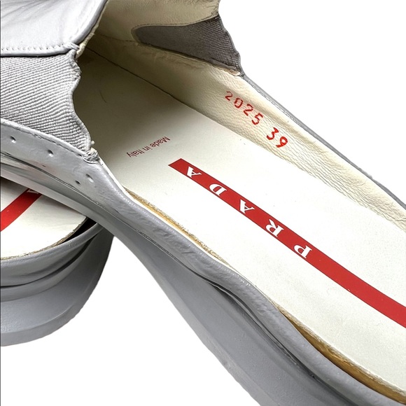 Prada Gray Leather Slip On Mules sz 8.5 - Picture 11 of 13